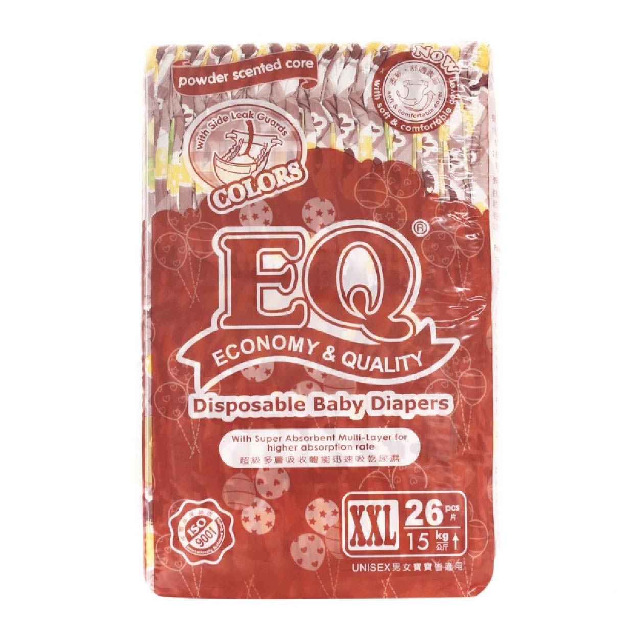 EQ Colors Disposable Baby Diapers XXL 26s