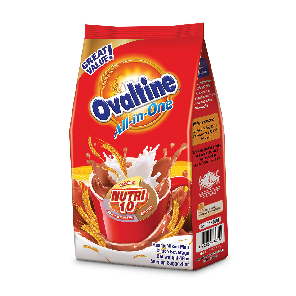 Ovaltine All-in-One Mixed Malt Choco Beverage 495g