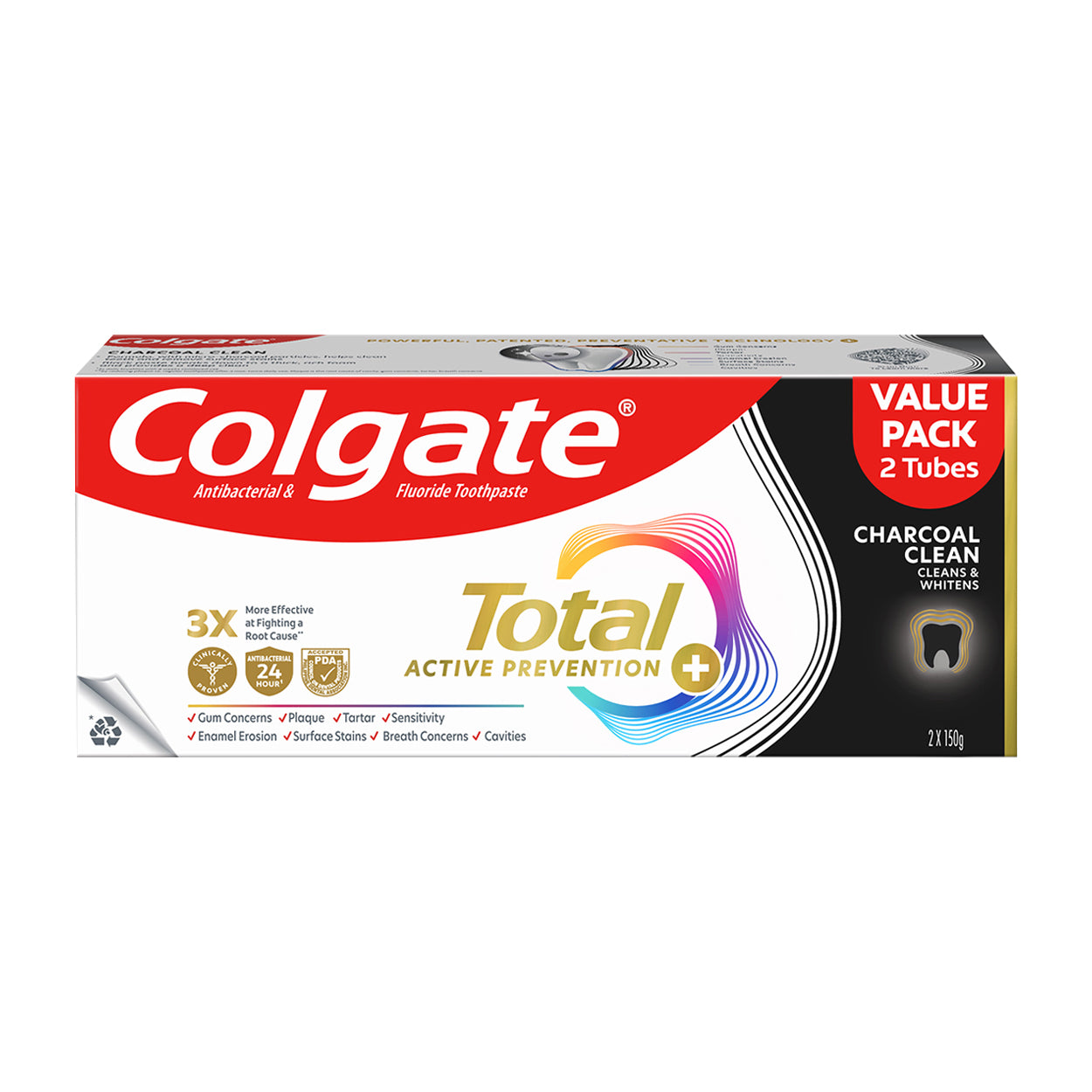 Colgate Toothpaste Total Charcoal Clean 2x150g Value Pack