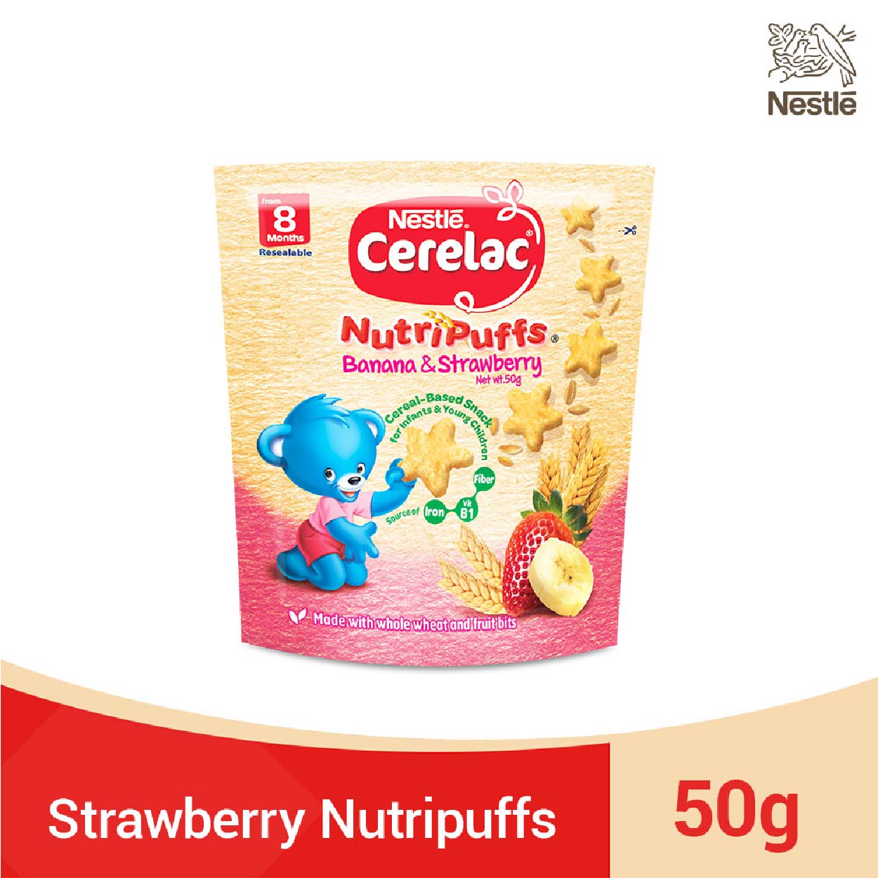 Nestle Cerelac Nutripuffs Banana and Strawberry 50g