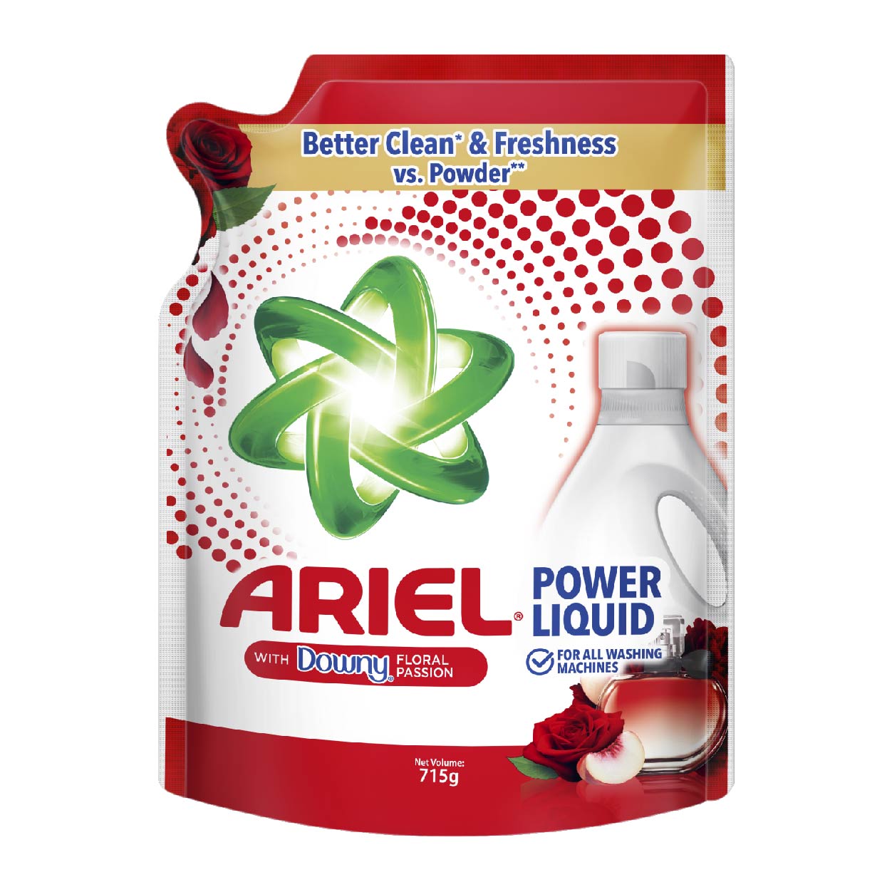 Ariel Power Liquid Detergent with Downy Floral Passion Refill715g