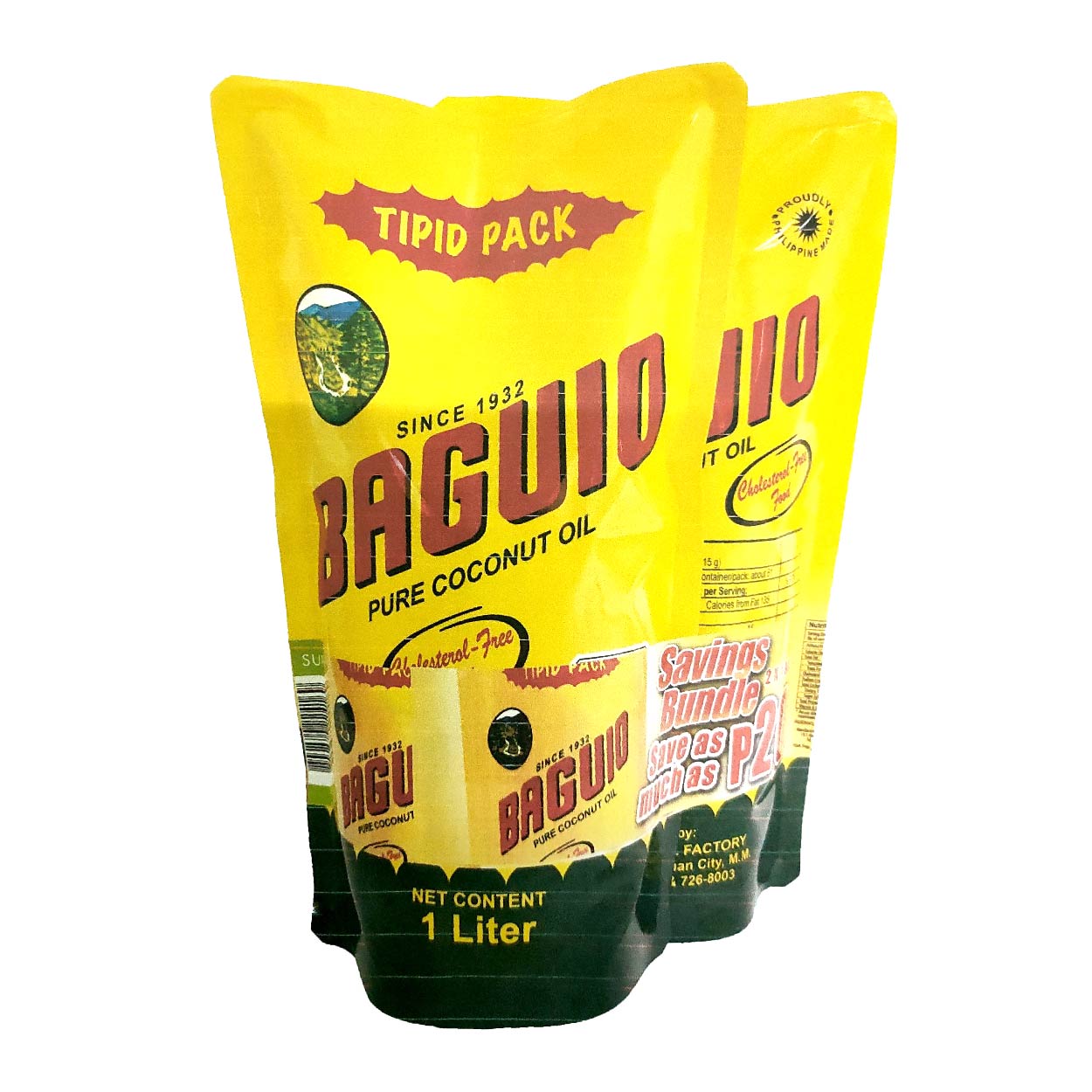 Baguio Pure Coconut Oil Pouch 2x1L SAVE