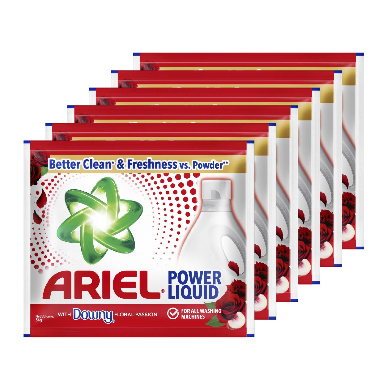 Ariel Power Liquid Detergent with Downy Floral Passion 6x54g