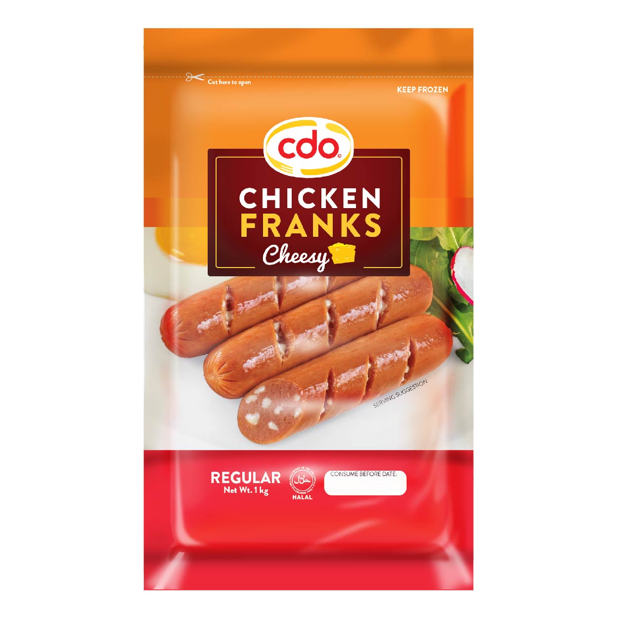 CDO Cheesy Chicken Franks Regular 1kg