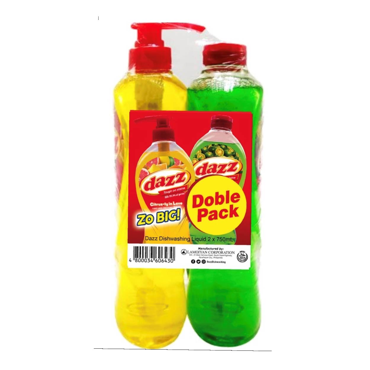 Dazz Dishwashing Liquid Kalamansi+Citrus Zo Big Doble Pack 750ml