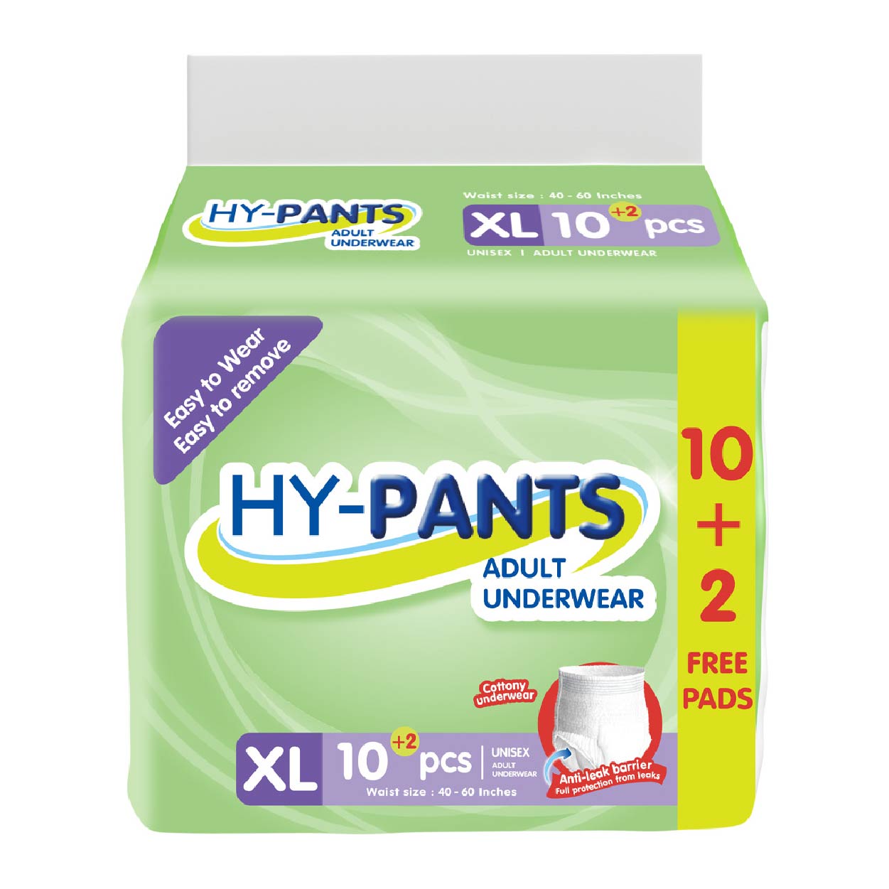 Hy-Pants Adult Diaper Underwear XL 10s + Free
