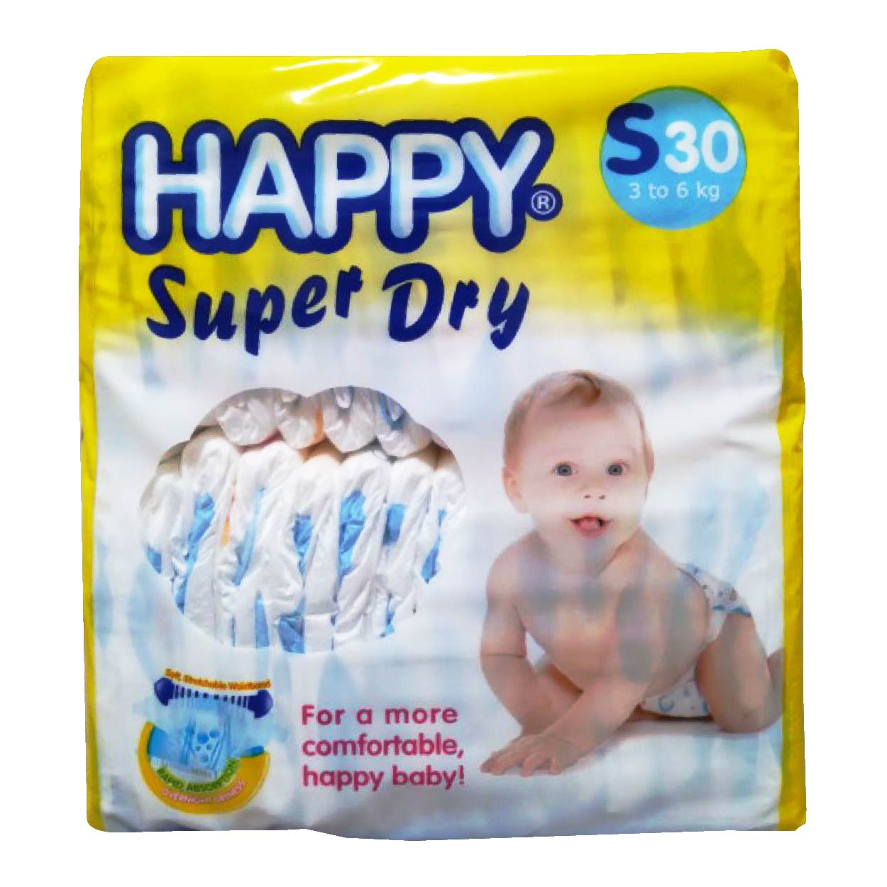Happy Super Dry Diapers S 30s