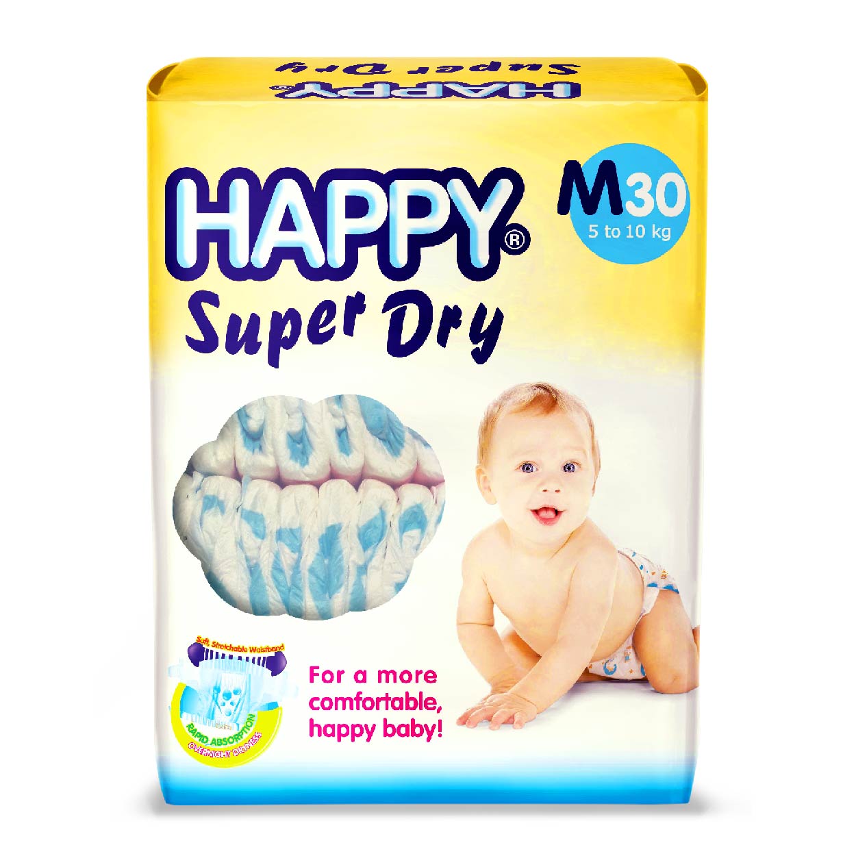 Happy Super Dry Diaper M 30s
