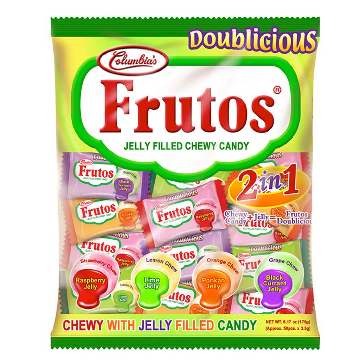 Frutos Doublicious Jelly Filled Chewy Candy 50s