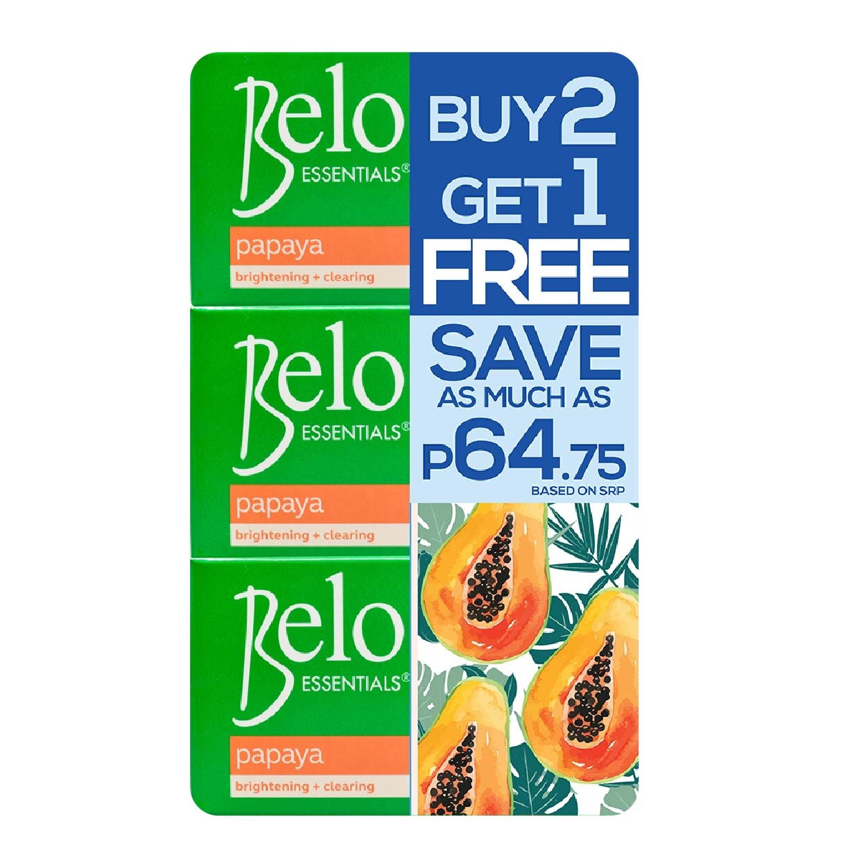 Belo Essentials Papaya Soap 135g Buy 2 Get 1 Free