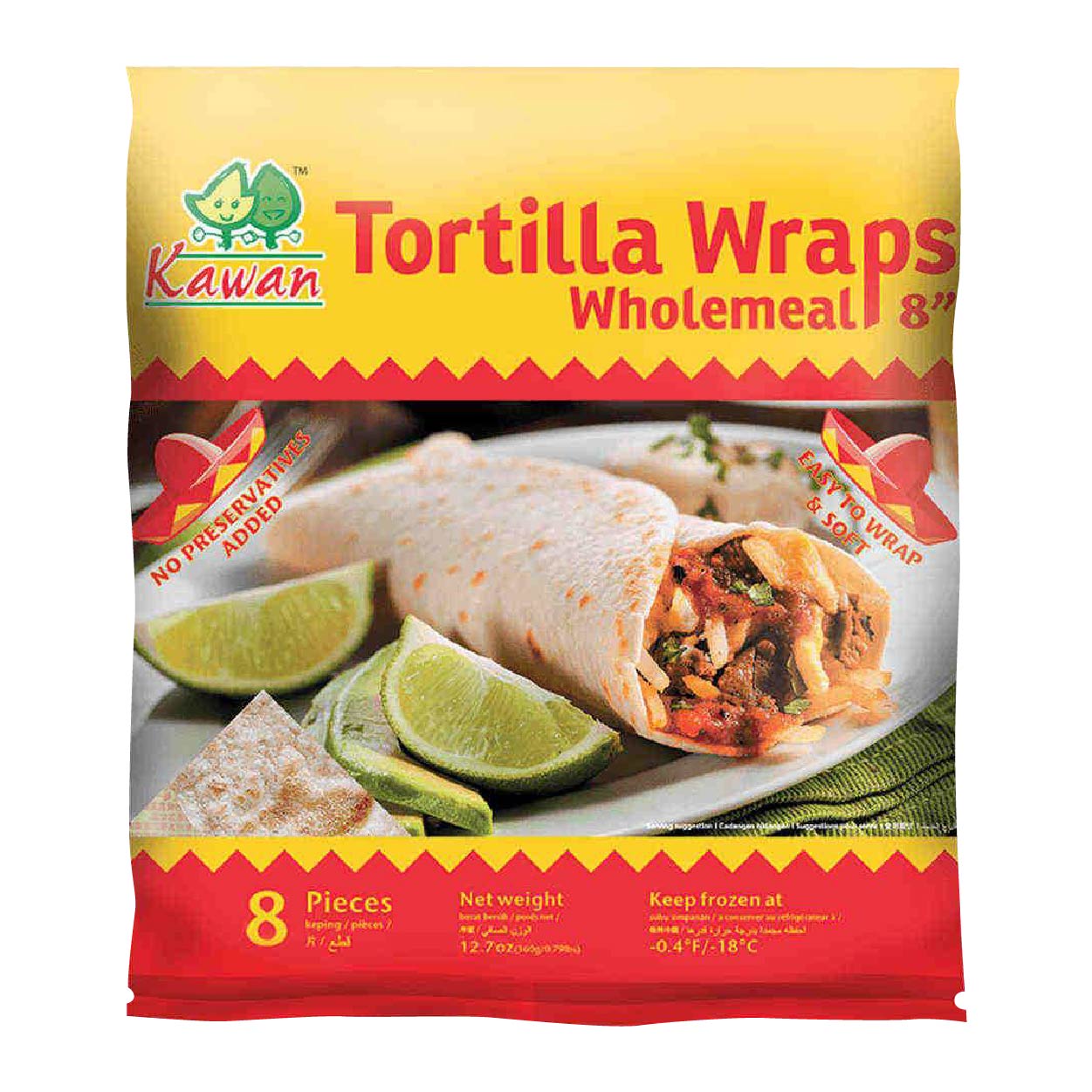 Kawan Tortilla Wraps Wholemeal 8" 360g