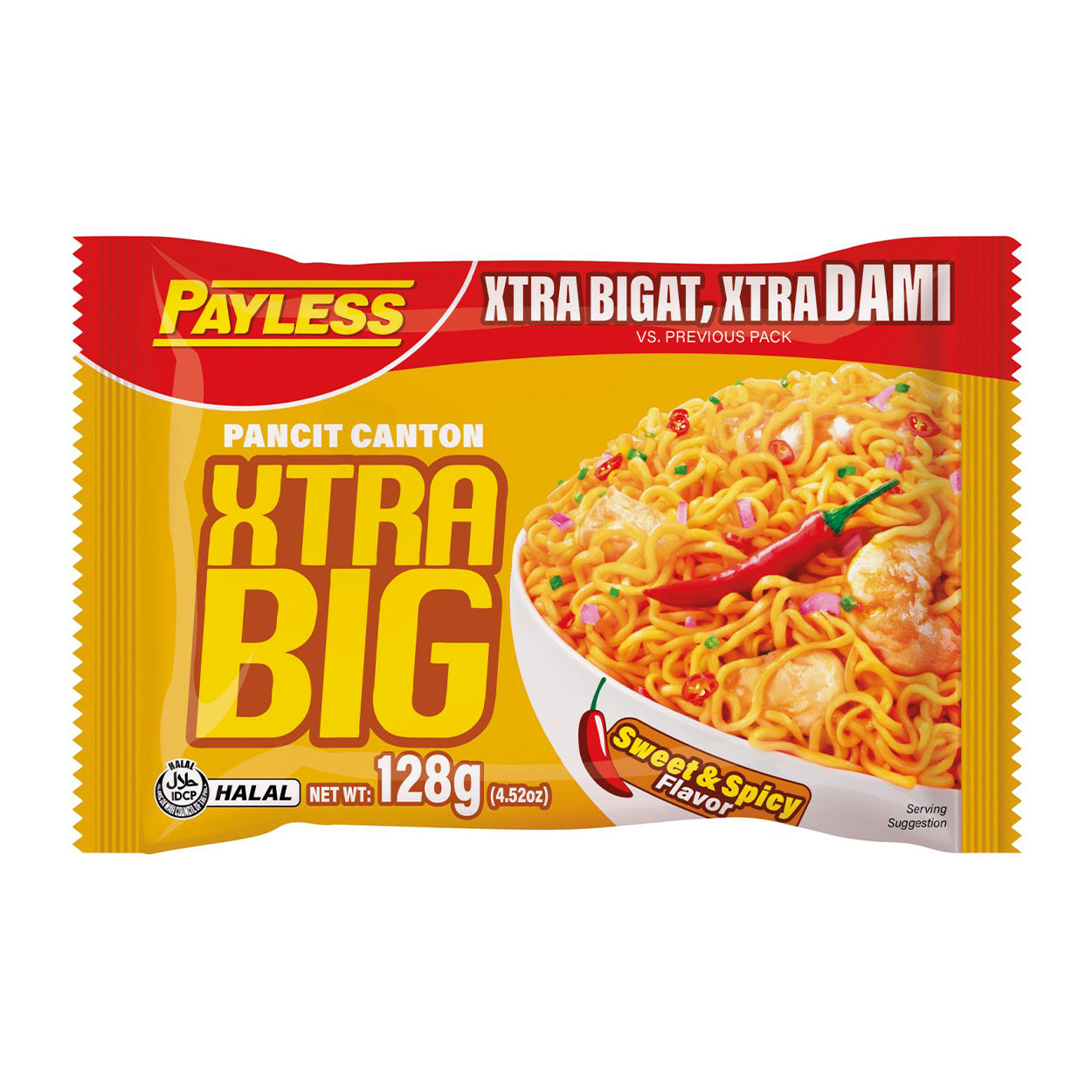 Payless Pancit Canton InstantNoodles XtraBig Sweet&Spicy 128g