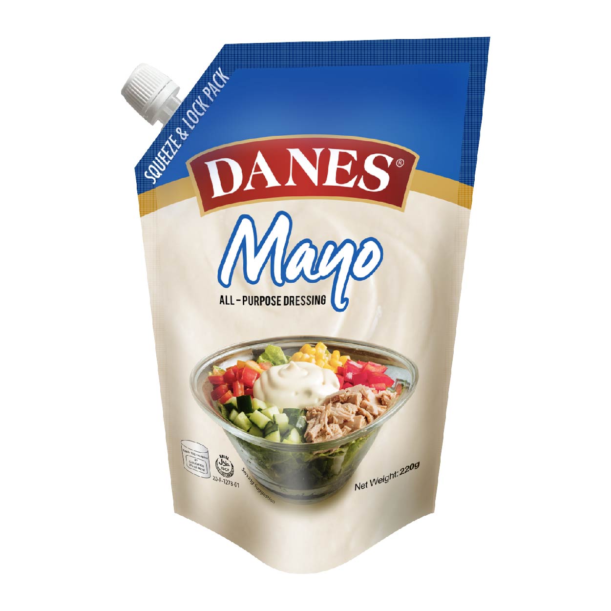 Danes Mayonnaise All Purpose Dressing Squeeze & Lock Pouch 220g