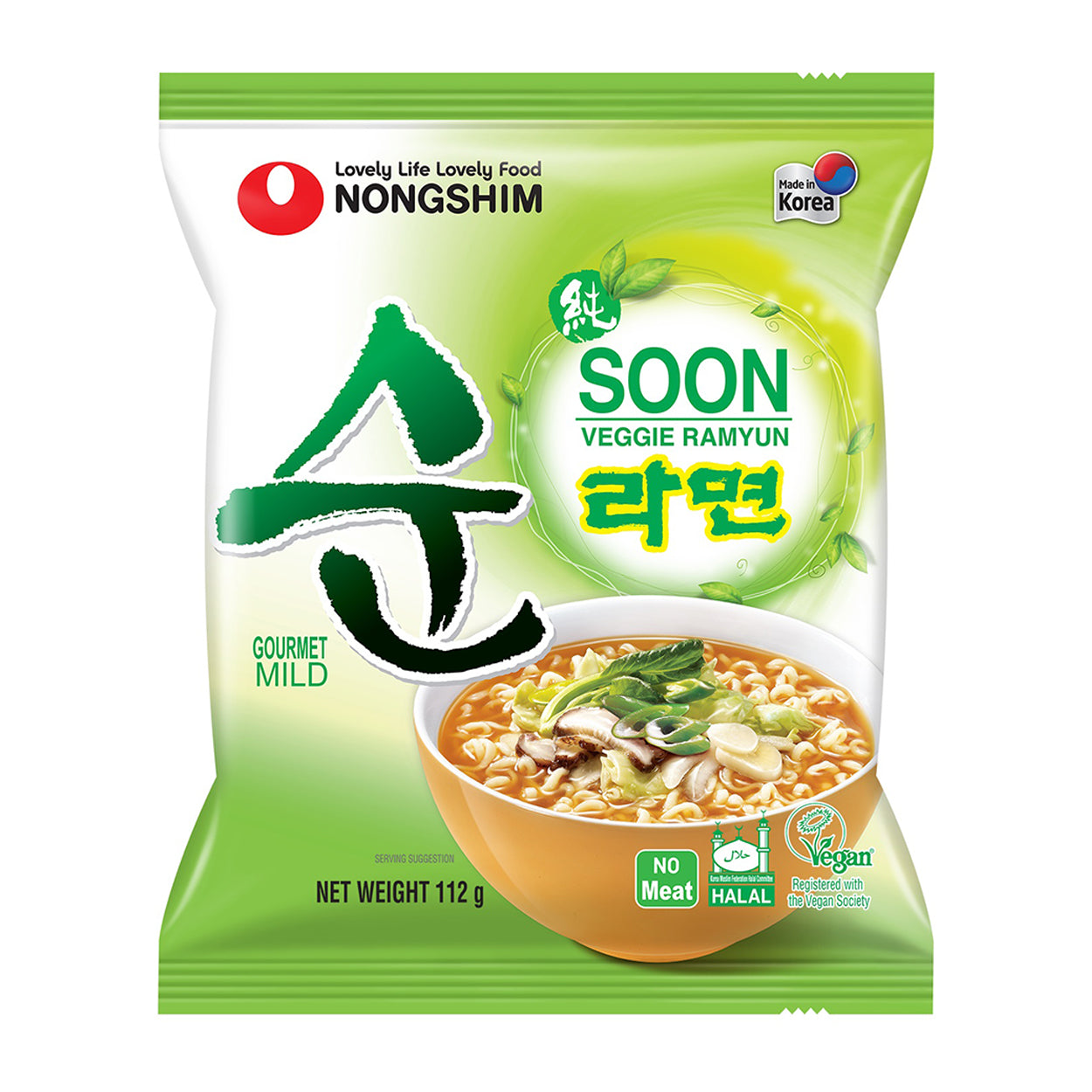Nongshim Soon Veggie Ramyun Gourmet Mild InstantNoodles Pouch112g
