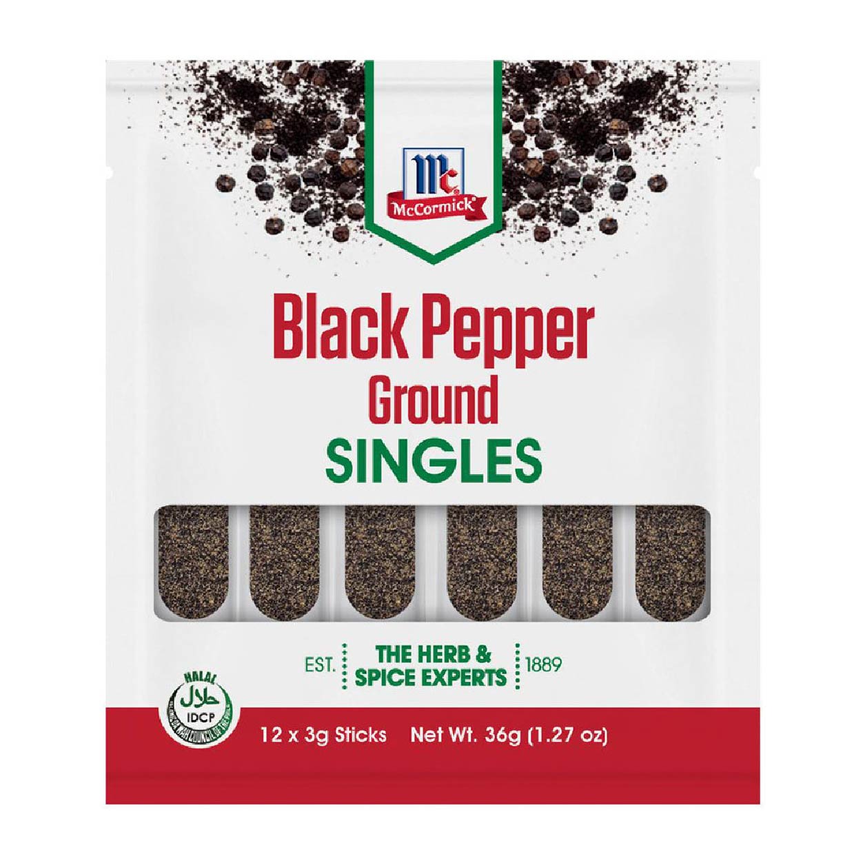 McCormick Black Pepper Ground Singles 12x3g Sticks