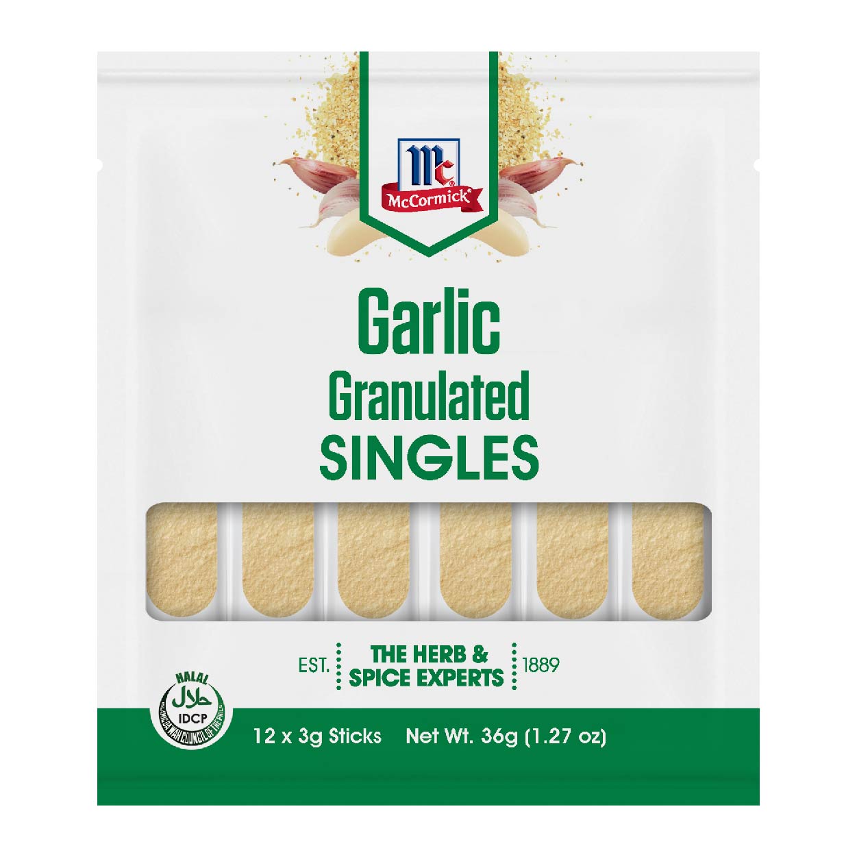 McCormick Garlic Granulated Singles 12x3g Sticks