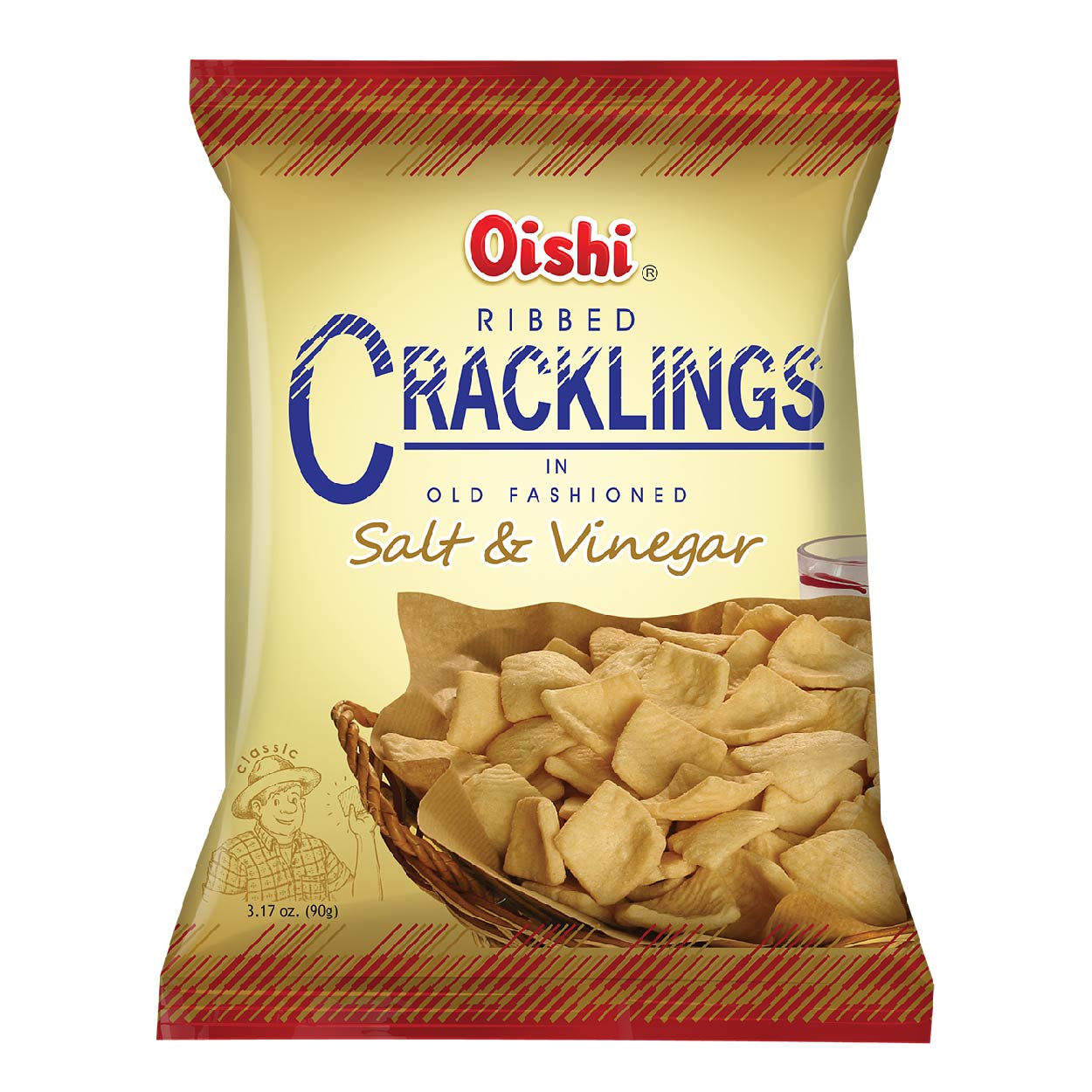 Oishi Ribbed Cracklings Salt & Vinegar 90g