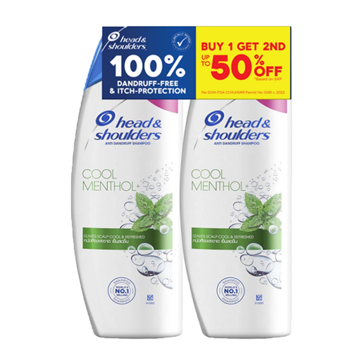 Head & Shoulder Shampoo Cool Menthol 330ml Buy1 Get 2nd @50%Off