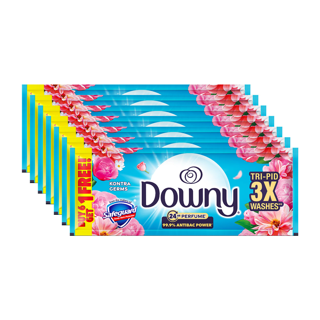 Downy Perfume FabCon AntiBac Kontra Germs Tripid 6x75ml+ Free