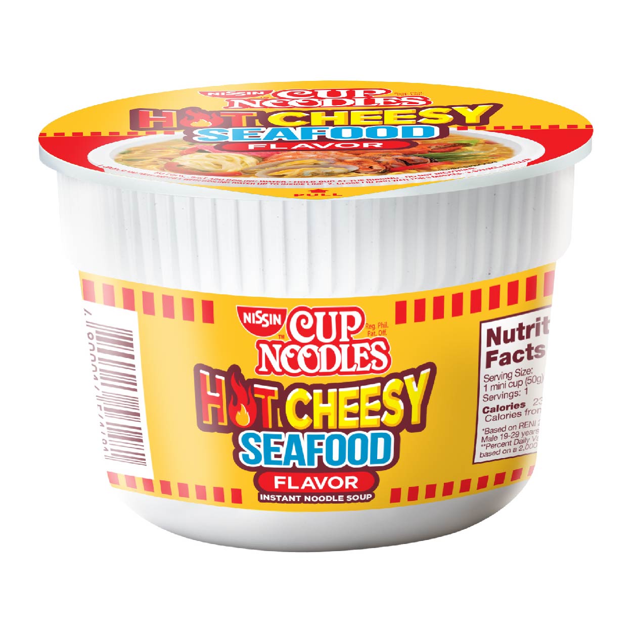 Nissin Mini Cup Noodles Hot Cheesy Seafood Mami 50g