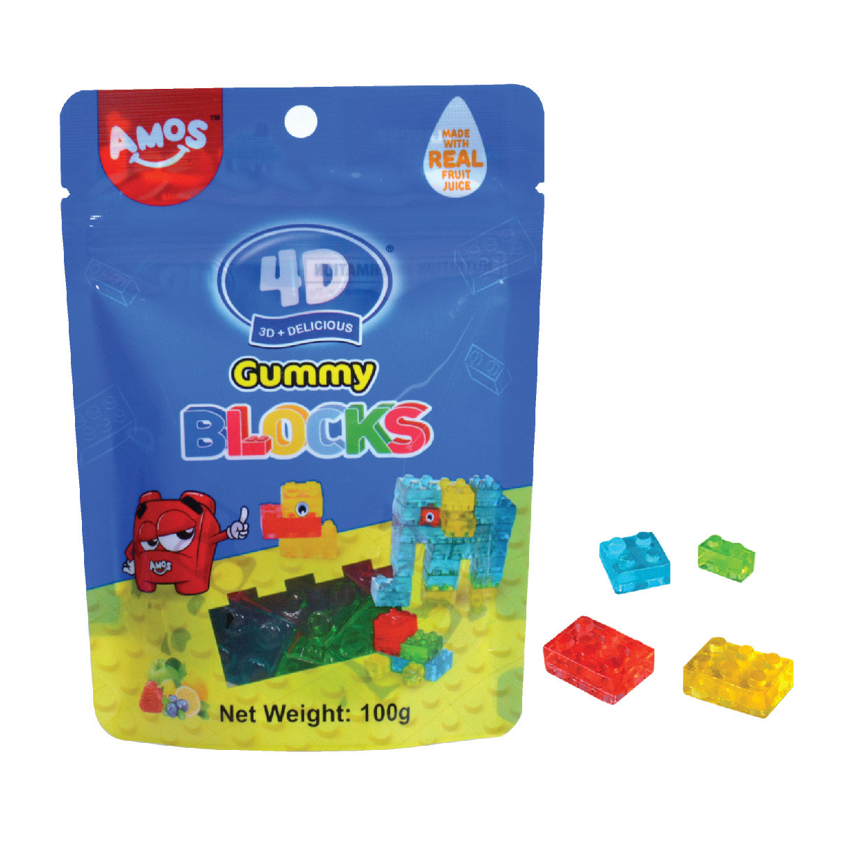 Amos 4D Gummy Blocks 100g
