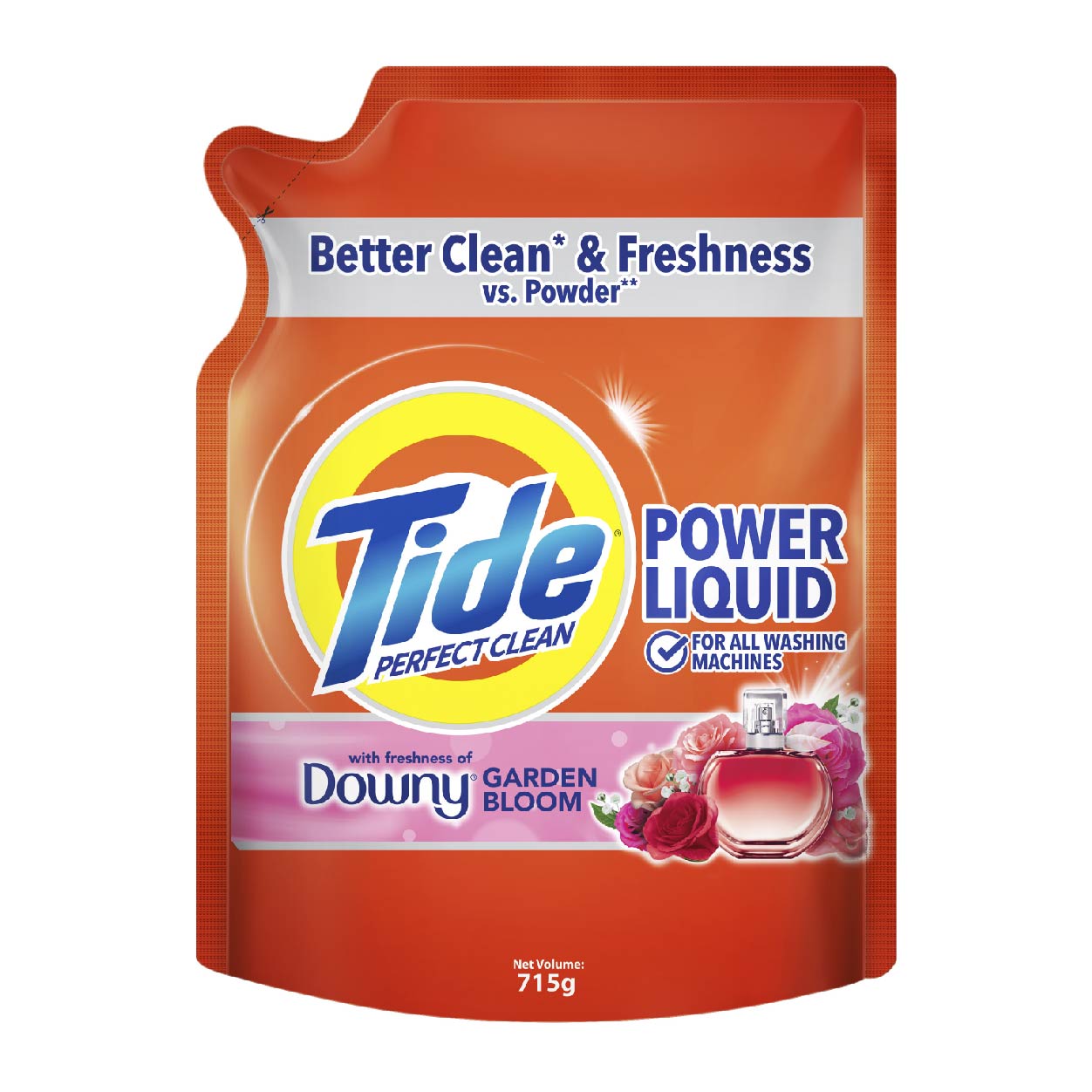 Tide Power Liquid Downy Garden Bloom Refill 715g