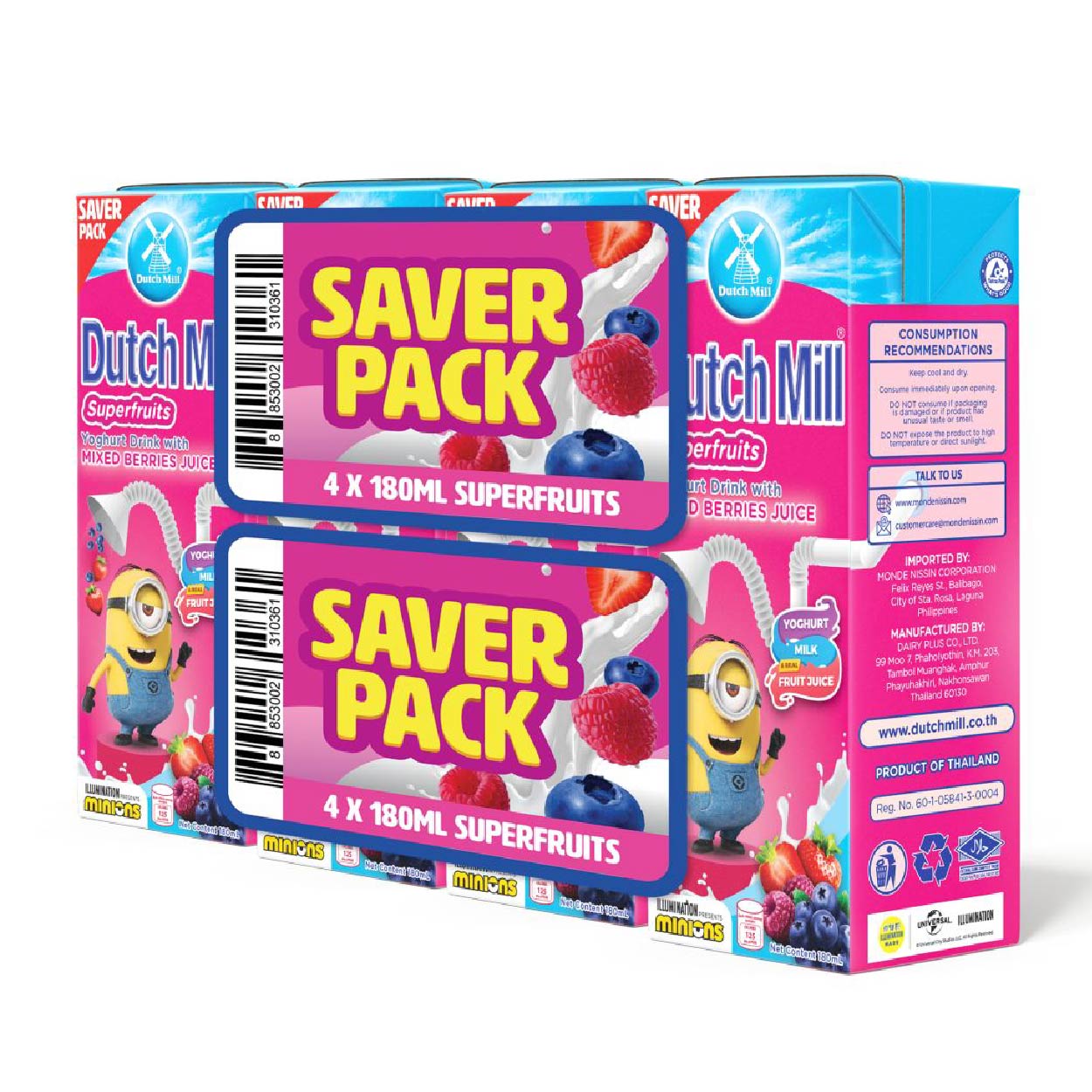 Dutch Mill Yoghurt Drink Superfruits MixedBerriesSaverPack4x180ml