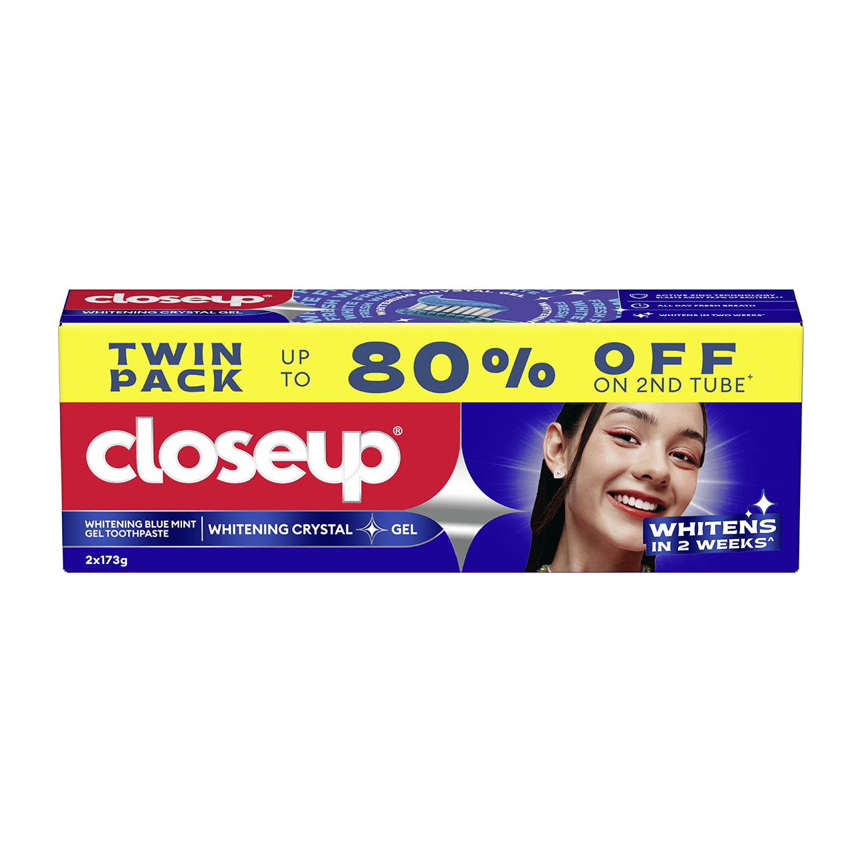 Close Up Toothpaste Whitening Blue Mint 173g Twin Pack