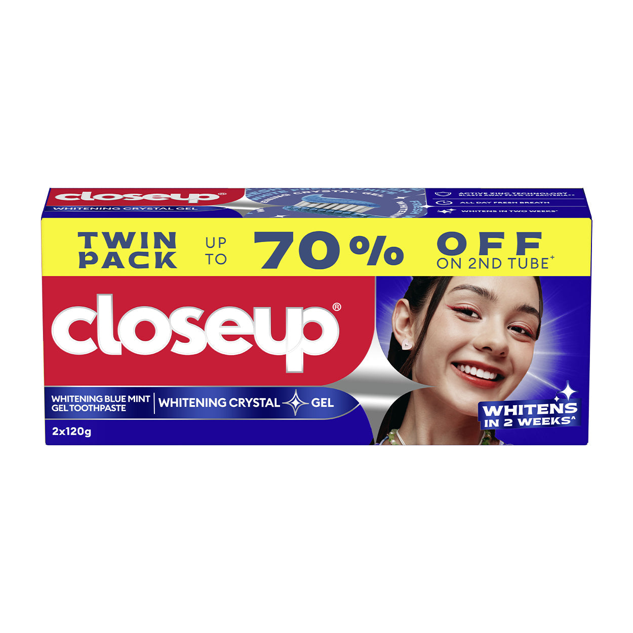 Close Up Toothpaste Whitening Blue Mint 120g Twin Pack