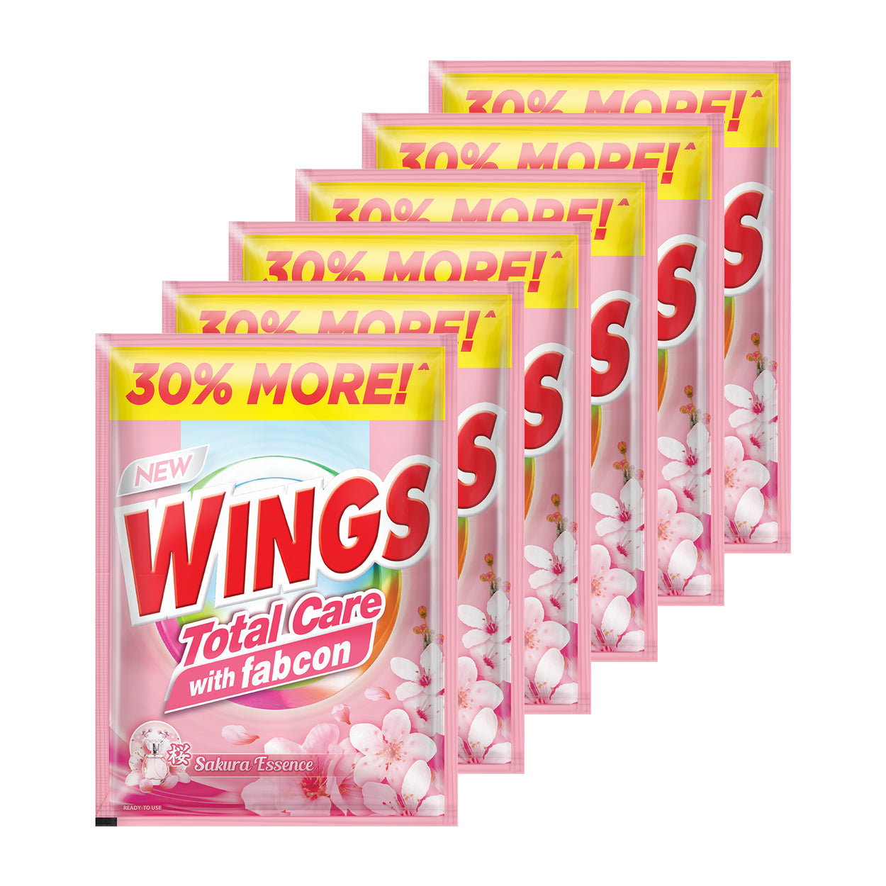 Wings Total Care Powder Detergent Fabcon Sakura Essence 6x65g