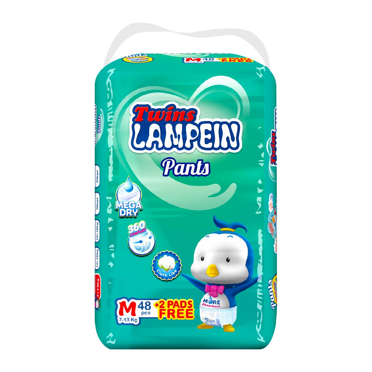 Lampein Twins Baby Pants Diaper M 48s + Free