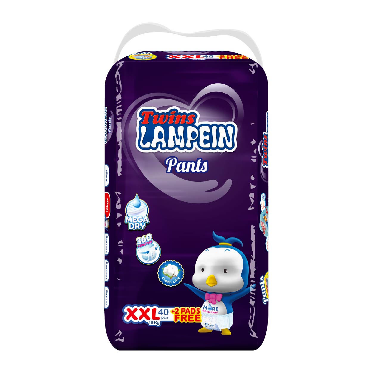 Lampein Twins Baby Pants Diaper XXL 40s + Free