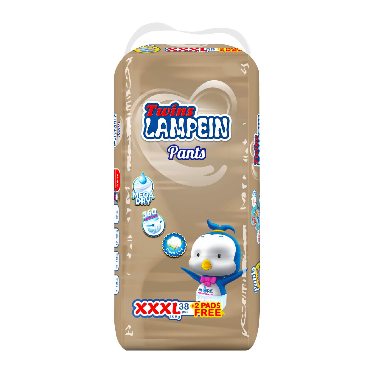 Lampein Twins Baby Pants Diaper XXXL 38s + Free