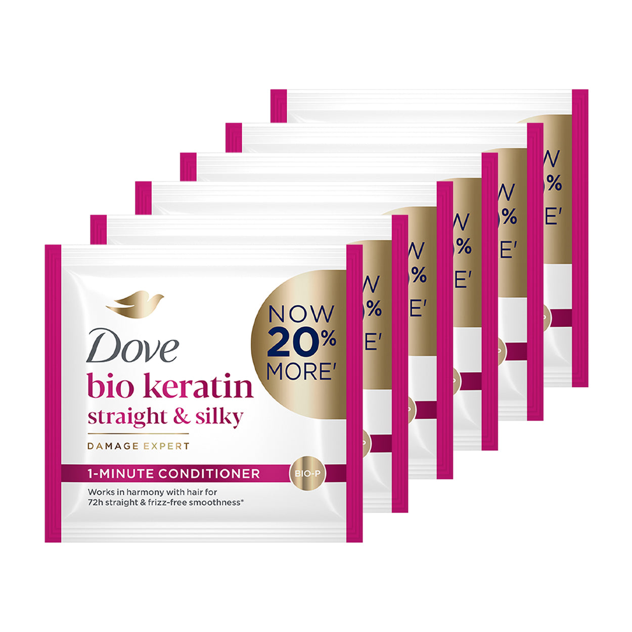 Dove 1Minute Conditioner Bio Keratin Straight & Silky Pink 6x12ml