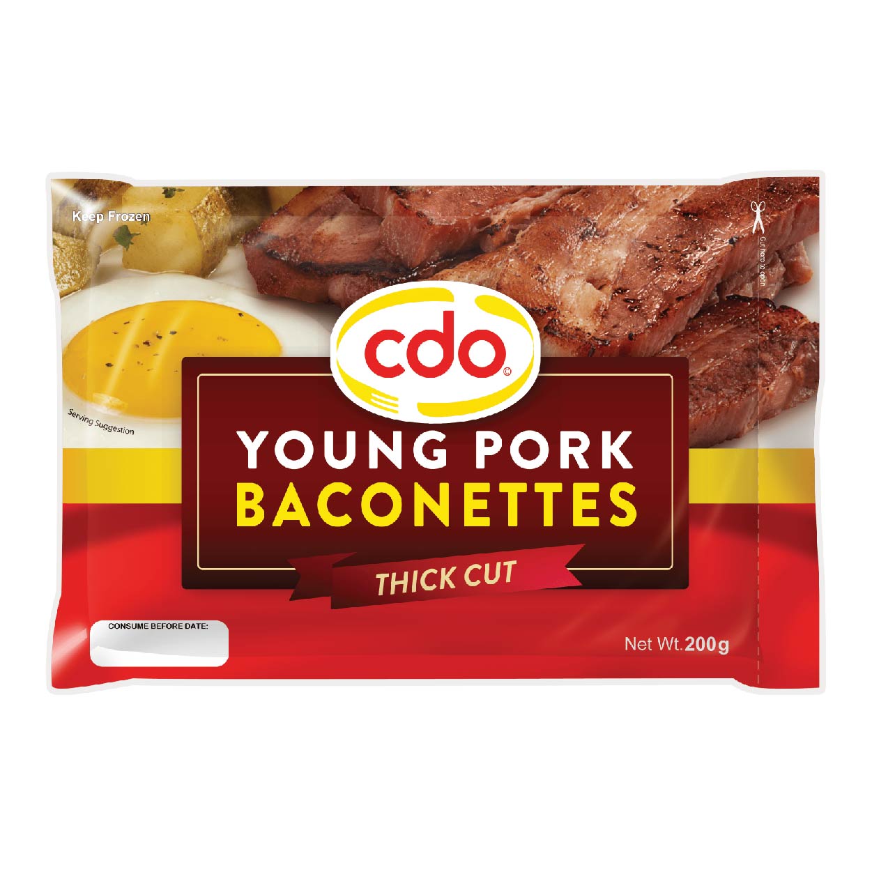 CDO Young Pork Baconettes Thick Cut 200g