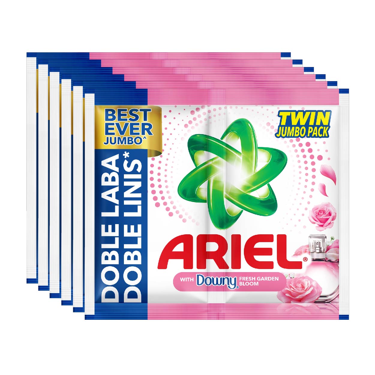 Ariel Laundry Powder with Downy Fresh Garden Bloom JumboPack6x64g