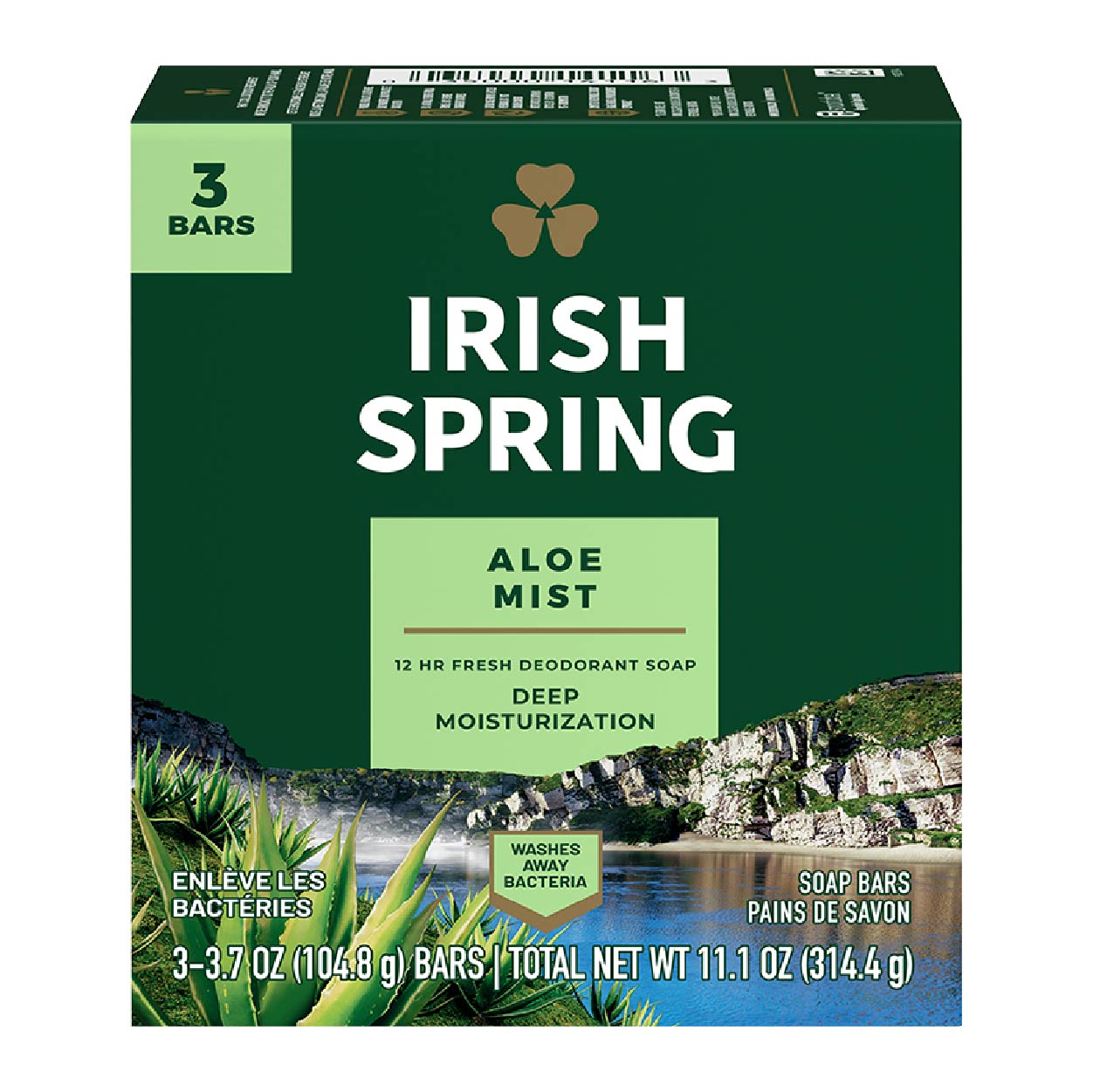 Irish Spring Soap Aloe Mist 3.7oz 3 Bars