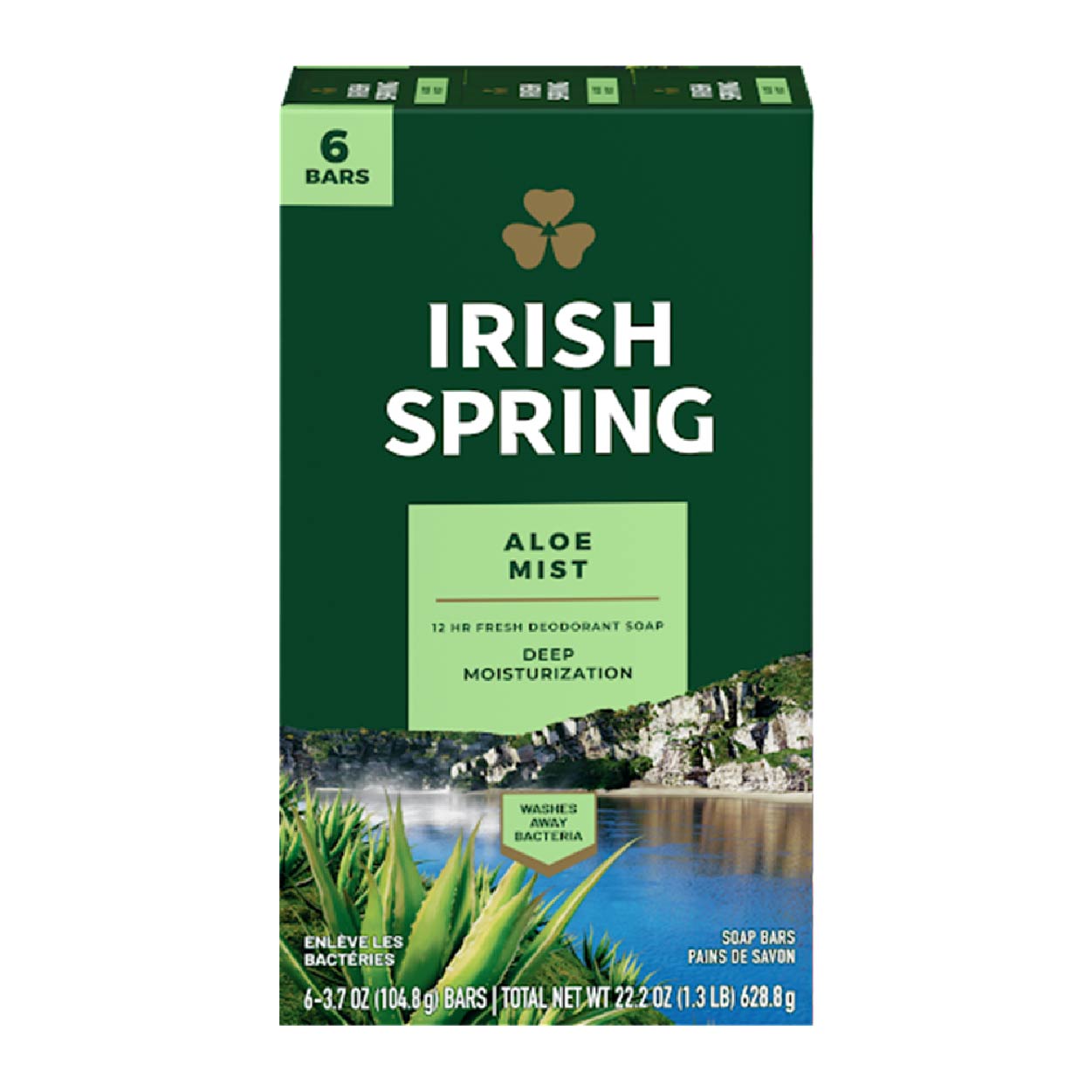 Irish Spring Soap Aloe Mist 3.7oz 6 Bars