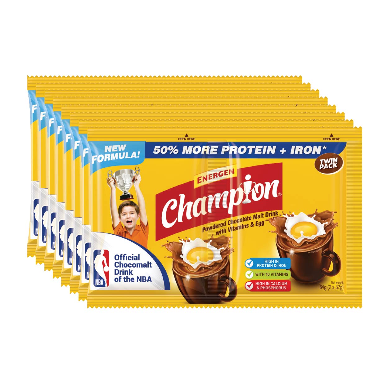 Energen Champion Powdered Chocolate Malt Drink Twin Pack 8x2x32g