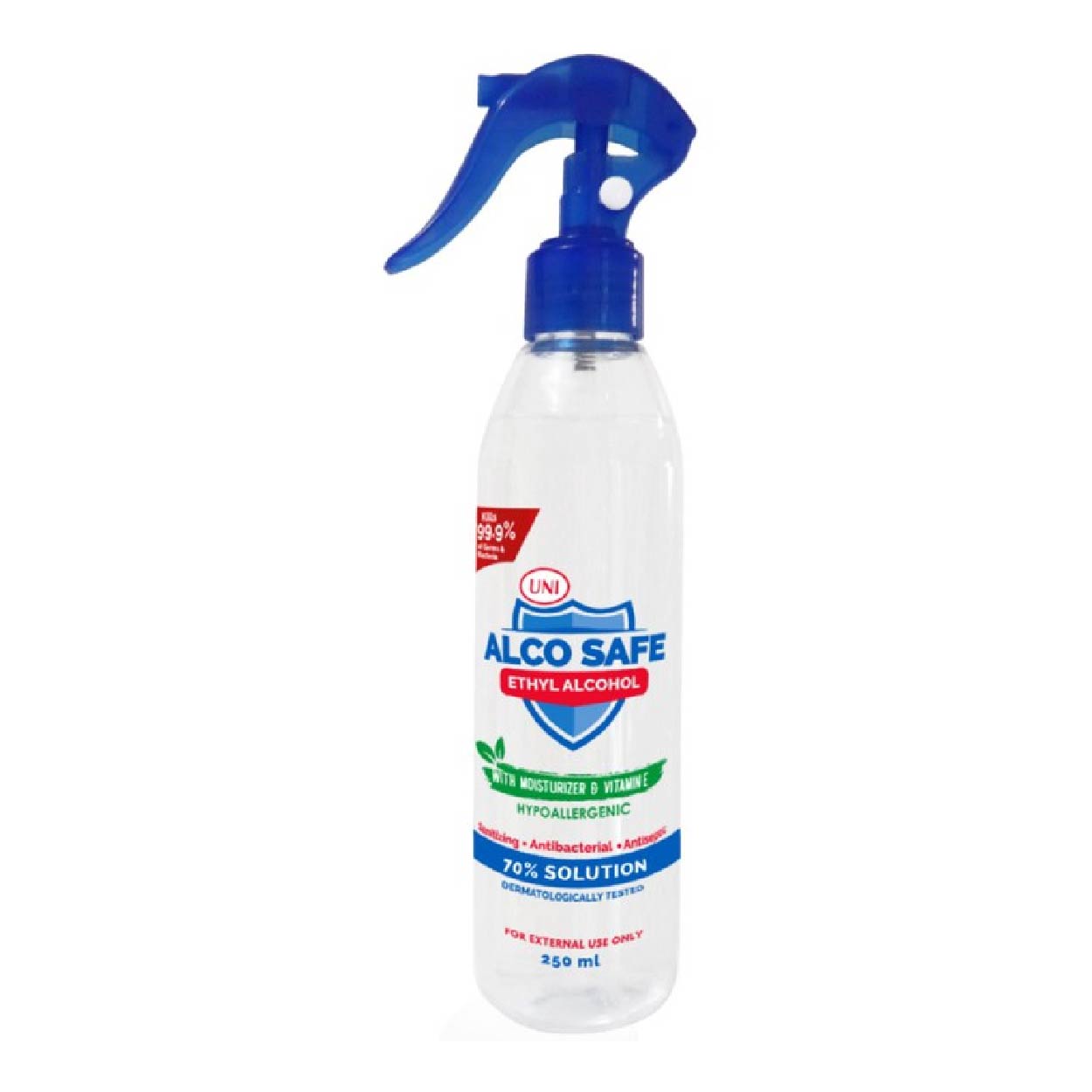 Uni AlcoSafe 70% Ethyl Alcohol Spray 250ml
