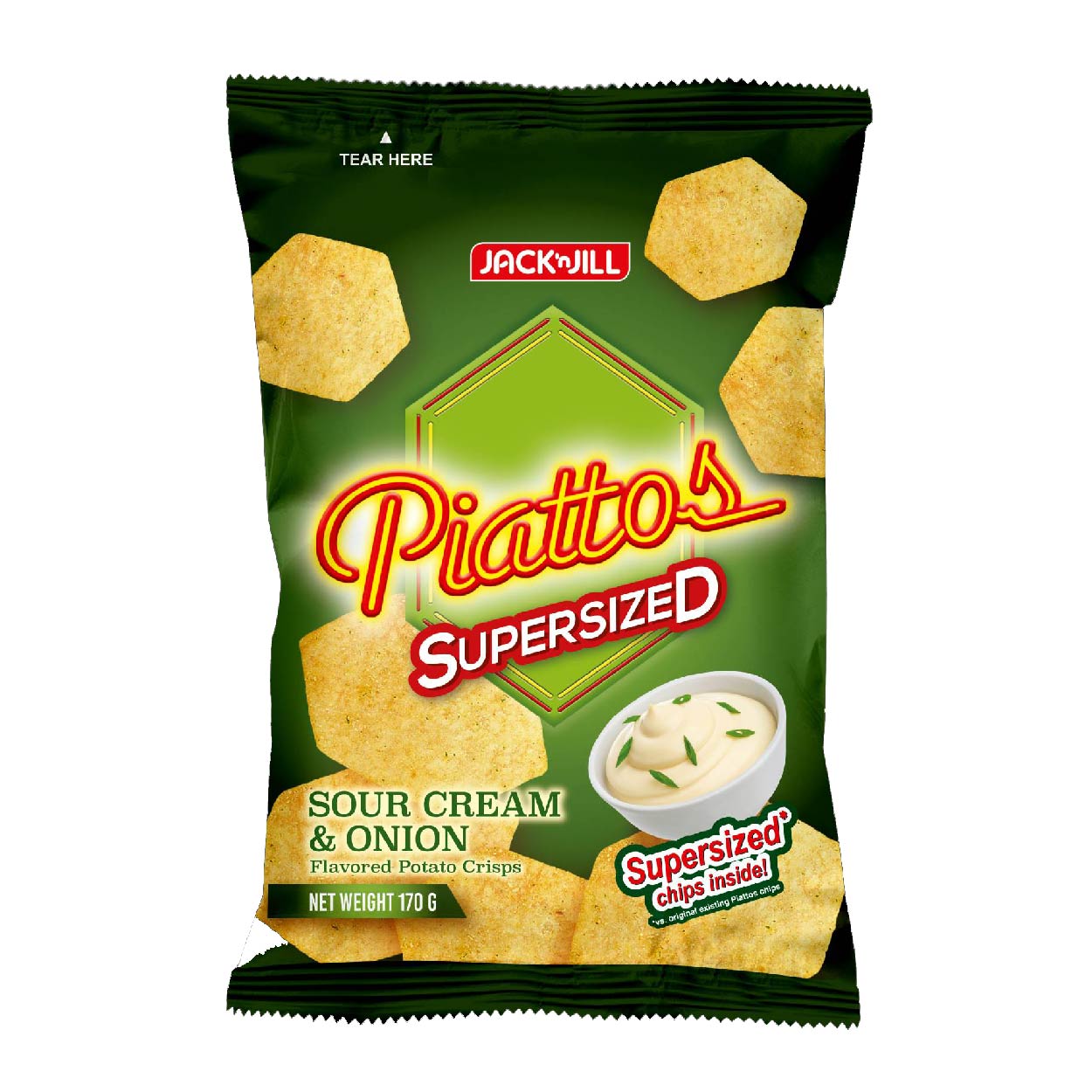 Piattos Potato Crisps Sour Cream & Onion Supersized 170g