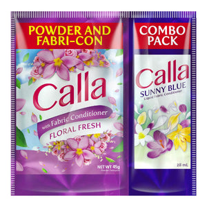 Calla Combo Pack Powder Floral Fresh 45g & FabCon Sunny Blue 28ml