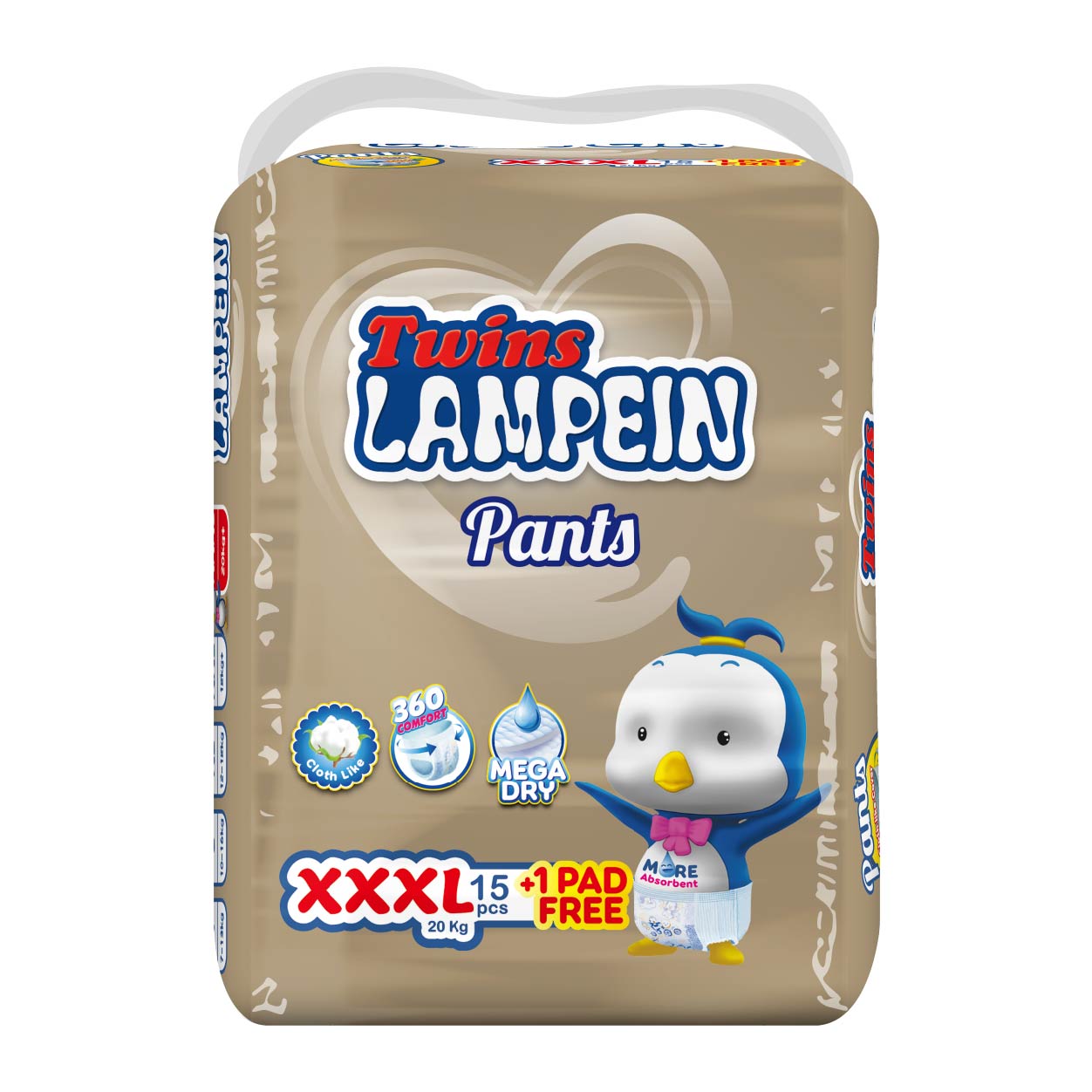 Lampein Twins Baby Pants Diaper XXXL 15s + Free