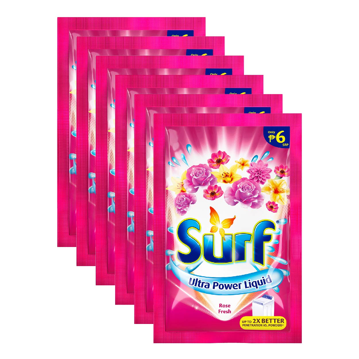 Surf Ultra Power Liquid Detergent Rose Fresh 6x64ml