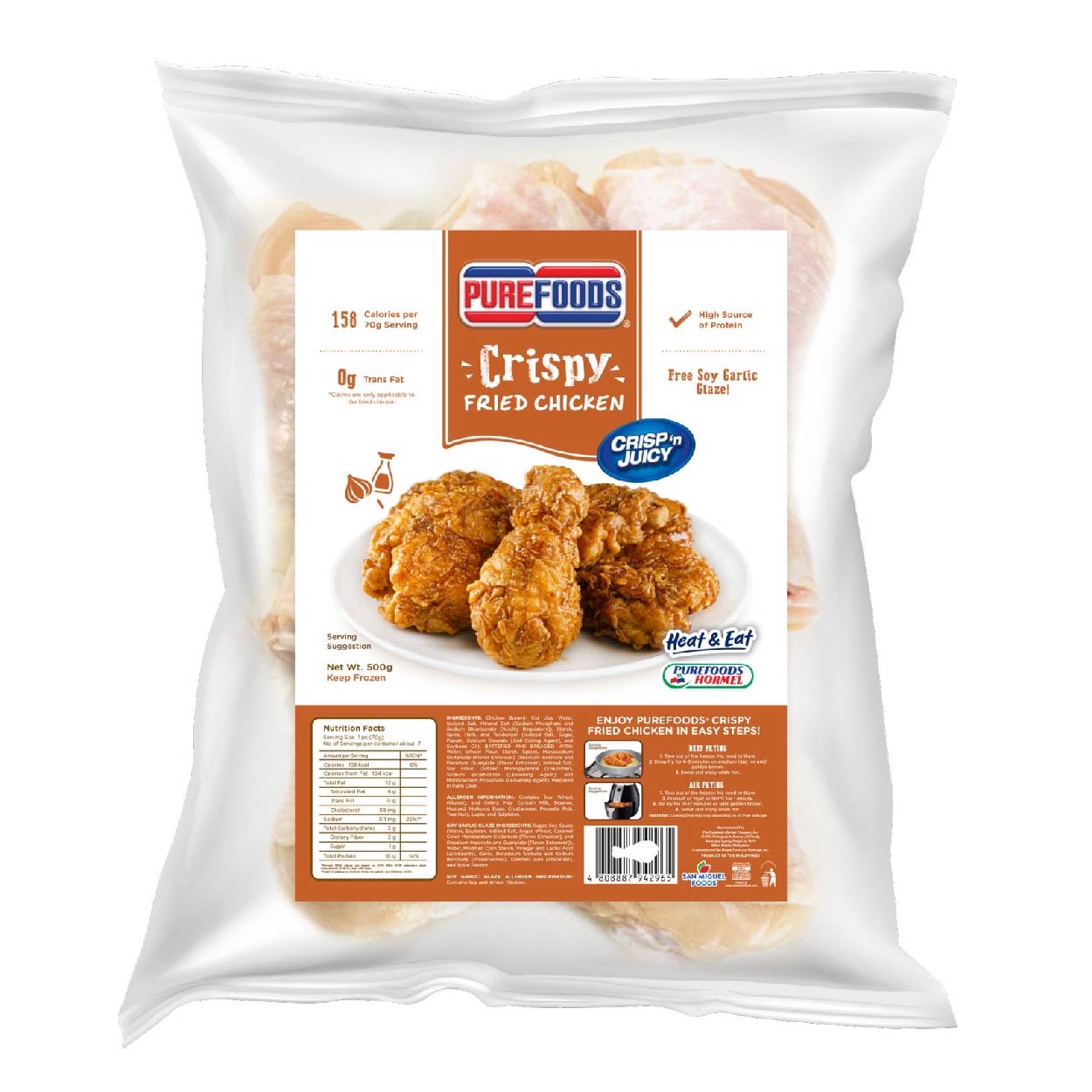 Purefoods Heat & Eat Crispy Fried Chicken Soy Garlic 500g