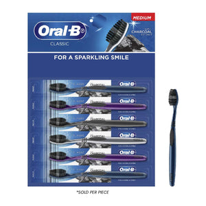 Oral B Toothbrush Classic Charcoal Medium Hang Pack 1s