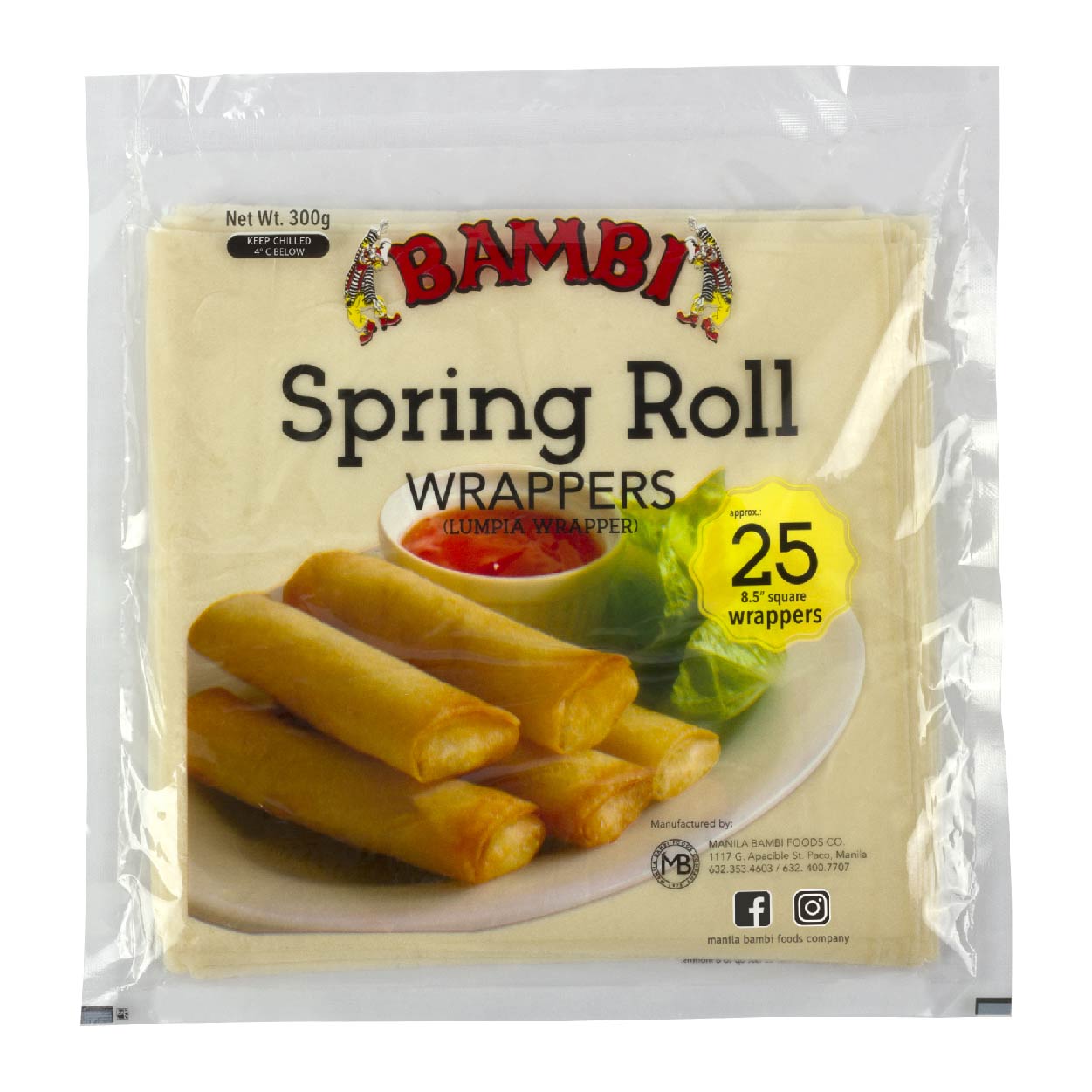Bambi Spring Roll Wrapper 8.5 inches 25s 300g