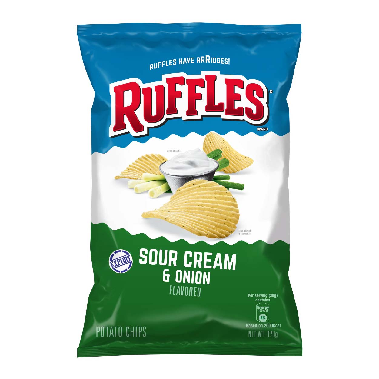 Ruffles Sour Cream & Onion Potato Chips 170g