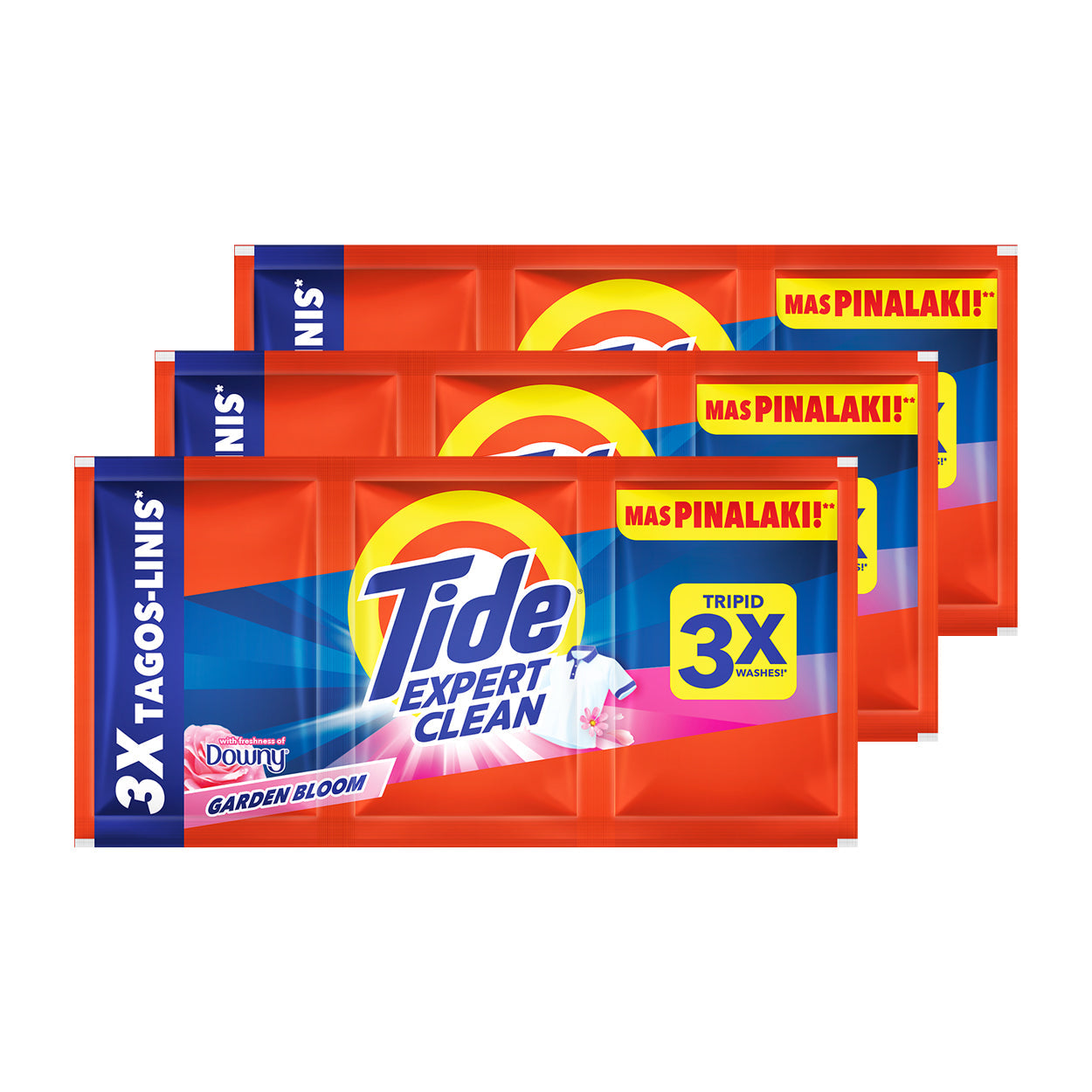 Tide Expert Clean Laundry Powder Downy Garden Bloom 3x91g