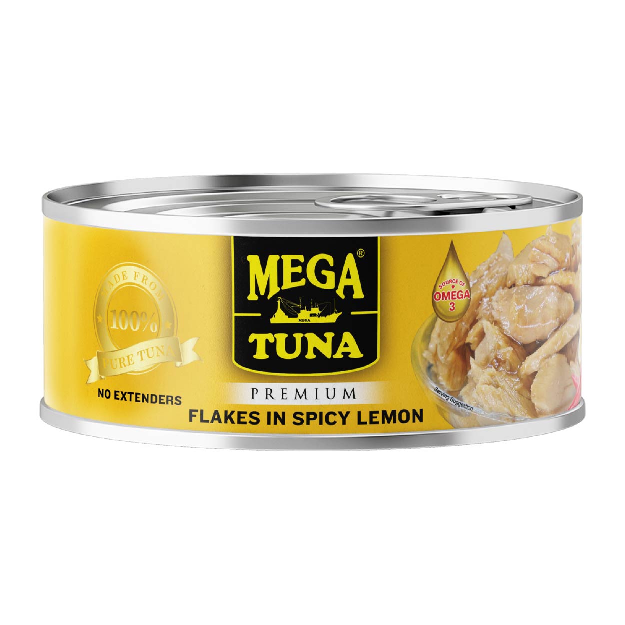 Mega Tuna Premium Flakes in Spicy Lemon Easy Open Can 180g
